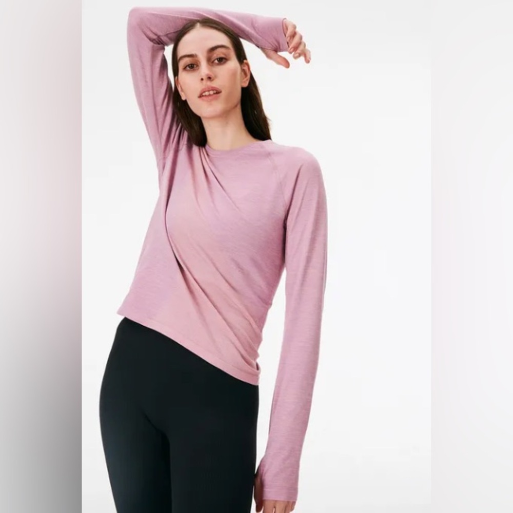 Outdoor Voices seamless pique long sleeve in thistle color